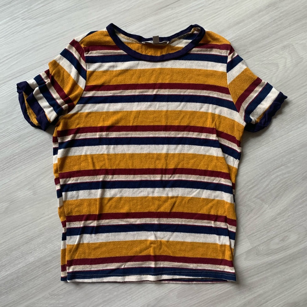 Autumn-colored, Striped Gaze T shirt🍂🍁
